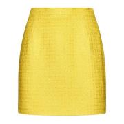 Alessandra Rich Gul Tweed Check A-Linje Kjol Yellow, Dam