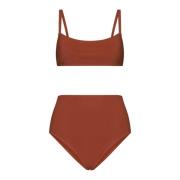 Lido Högmidjat Bikini Set Brown, Dam