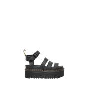 Dr. Martens Svarta Läderplattforms Sandaler Black, Dam