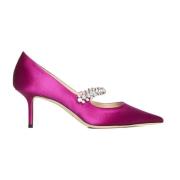 Jimmy Choo Kristalldekorerade Satinstilettklackar Pink, Dam