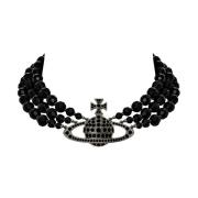 Vivienne Westwood Ädelsten Choker Halsband Black, Dam