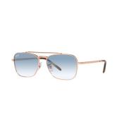 Ray-Ban NEW Caravan Sunglasses Pink Gold/Blue Shaded Yellow, Unisex