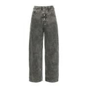 MM6 Maison Margiela Grå Denim Jeans Krympad Finish Gray, Dam