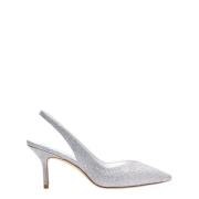 Stuart Weitzman Elegant Silver Slingback Skor Gray, Dam