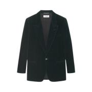 Saint Laurent Grön Sammet Bomull Blazer Green, Herr