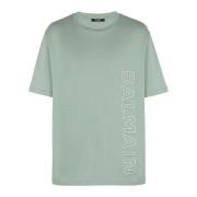 Balmain Oversized T-shirt med präglad logotyp Green, Herr