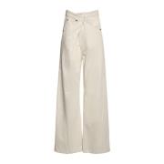 Darkpark Fold-Over Denim Jeans White, Dam