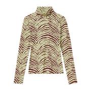 Proenza Schouler Zebra Print Turtleneck Top Multicolor, Dam