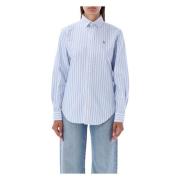 Ralph Lauren Randig Oxford Bomullsskjorta Blue, Dam