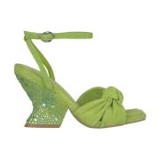 Alma EN Pena Rhinestone Curved Heel Sandal Green, Dam