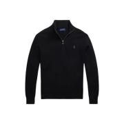 Polo Ralph Lauren Honeycomb Halv-Zip Tröja i Bomull Black, Herr