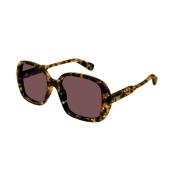 Chloé Stiliga Violett Linssolglasögon i Havana Brown, Unisex