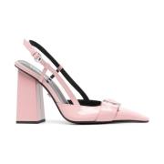 Versace Rosa Patentläder Slingback Klackar Pink, Dam