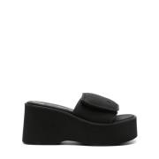 Courrèges Svart Logotyp Slipper Sandaler Black, Dam