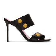 Balmain Hälade Eva-mules i kalvskinn Black, Dam