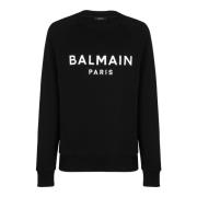 Balmain Paris tryckt sweatshirt Black, Herr