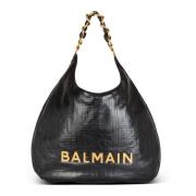 Balmain Stor 1945 Soft Hobo-väska Black, Dam