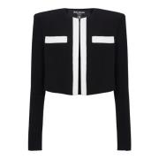 Balmain Two-tone Crepe Spencer Jacket Black, Dam