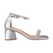 ALMA EN PENA Kristallrem Fyrkantig Klack Sandal Gray, Dam