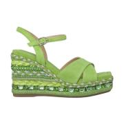 Alma EN Pena Rhinestone Wedge Sandal med Flätad Detalj Green, Dam