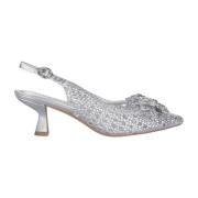 Alma EN Pena Raffia High Heel Sko med Blomma Gray, Dam