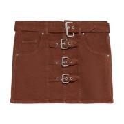 Blumarine Vintage-inspirerad Multi Belt Mini Kjol Brown, Dam