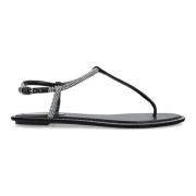 René Caovilla Kristall Svarta Platta Sandaler Black, Dam