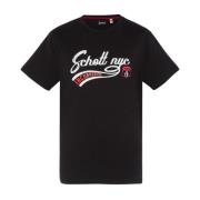 Schott NYC Bomullssignatur T-shirt - Svart Black, Herr