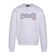 Schott NYC Ikonisk Sweatshirt - Vit, Rund Hals, Långa ärmar White, Her...