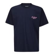 Carhartt Wip Blå T-shirt med Rosa Tryck Blue, Herr