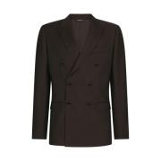 Dolce & Gabbana Dubbelknäppt Martini ull och silke kostym Brown, Herr
