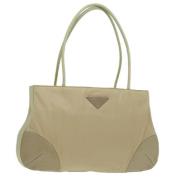 Prada Vintage Pre-owned Nylon axelremsvskor Beige, Dam