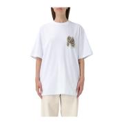 Msgm Vit T-shirt Raglan Ärm White, Dam