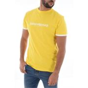 Bikkembergs Stretch Bomull Logo T-shirt - Gul Yellow, Herr