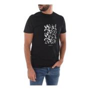 Bikkembergs Tryckt Bomull T-shirt - Svart Black, Herr