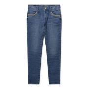 MOS MOSH Klassiska Diva Jeans med Broderade Detaljer Blue, Dam