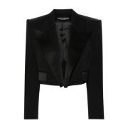 Dolce & Gabbana Svart Ullblandad Kort Jacka Black, Dam