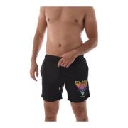 Cavalli Class Svarta Logoprintade Badshorts Black, Herr