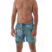 Cavalli Class Djurmönstrade Badshorts - Blå Multicolor, Herr