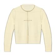 MM6 Maison Margiela Stickad Kort Klippad Tröja med Detaljer Beige, Dam