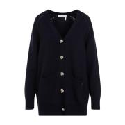 Chloé Blå Cashmere Cardigan Sweater Blue, Dam