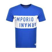 Emporio Armani Stor Logga Bomull T-shirt - Blå Blue, Herr