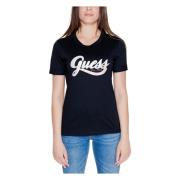 Guess Glittery Logo T-Shirt Höst/Vinter Kollektion Black, Dam