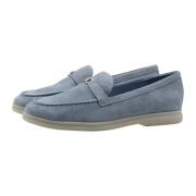 Lola Cruz Himmelblå Loafer Slip-On Lädersko Blue, Dam