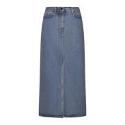 Loulou Studio Denim Stonewashed High-Rise Kjol Blue, Dam