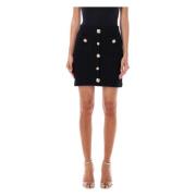 Self Portrait Black Jewel Button Knit Mini Skirt Black, Dam