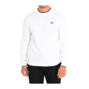 La Martina Logotyp Broderad Crew-Neck Sweatshirt White, Herr