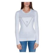 Guess Triangle Logo Damtopp Höst/Vinter Kollektion White, Dam