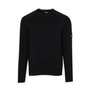 Barbour Raglan Stickat Ribbad Rund hals Bomull Black, Herr