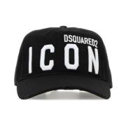 Dsquared2 Ikonisk Svart Bomull Baseballkeps Black, Dam